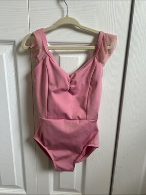 Girls Dance Pink Ruffle-Shoulder One-Piece Bodysuit